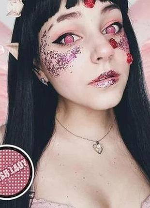 Линзы цветные для глаз розовые red manson mesh halloween. подходят для светлых глаз