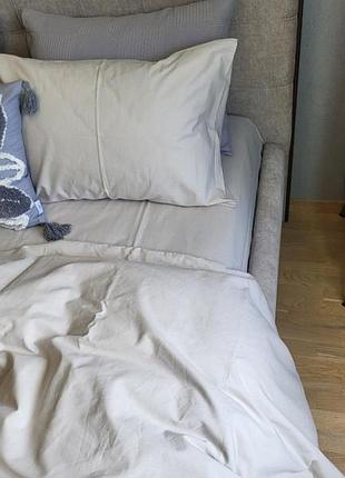 Комплект сіро-бежевий бязь премиум комфорт текстиль семейный на резинке