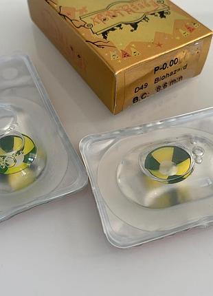 Косметические цветные желтые линзы крейзи на хеллоуин