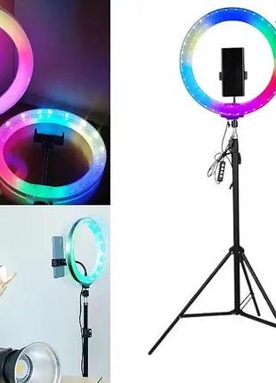 Лампа для селфі кольцева ljj-26 usb led rgb + підставка трипод тринога ost