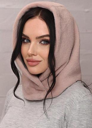 Капор, капор альпака, капапор на флисе, капюшон из эко меха альпака