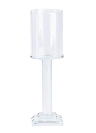 Подсвечник стеклянный на ножке 23 см на одну большую свечу