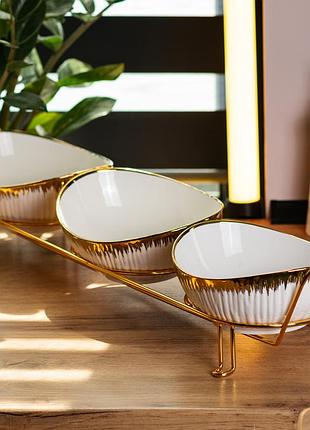 Набор менажниц керамических на подставке 3 штуки