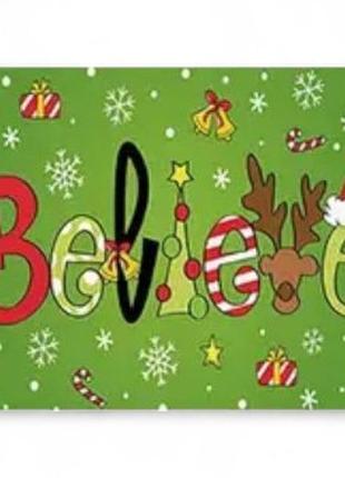 Рождественский коврик "believe" новогодний декор для дома 40*60см