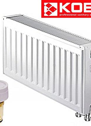 Стальные радиаторы koer 22 тип 300*1200 турция vk (нижнее подключение) с термоклапаном