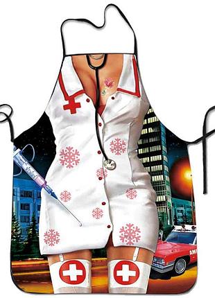 Кухонний фартух з приколом медсестра 73 на 57 см різнобарвний