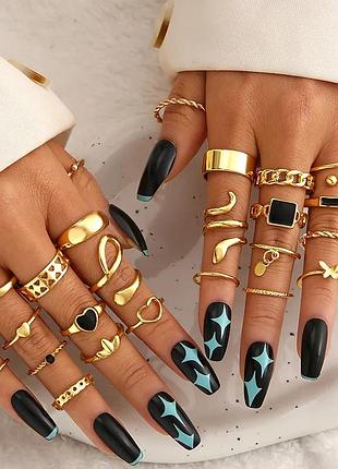 Каблучки на фаланги набір 27 штук one size золотистий