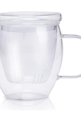 Чашка-заварник скло 300мл "фінестра" зі скляним ситом 201-17/s&t
