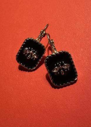 Сережки — чорна емаль + метал