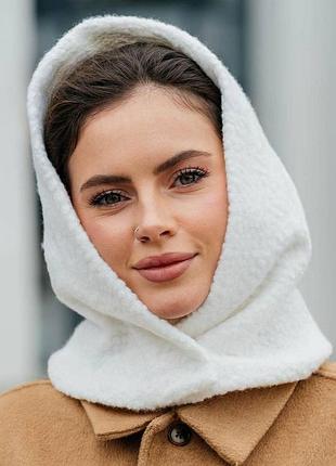 Капюшон из ткани букле,капор женский,капор полный флис