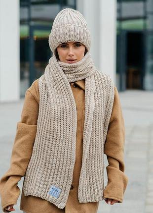 Комплект шапка и шарф, комплект шапка и шарф, комплект женский, шапка без флиса
