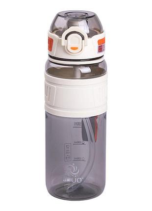 Бутылка для воды с трубочкой и ремешком 750 мл спортивная бутылка 23.5 см белая hp-14-34w