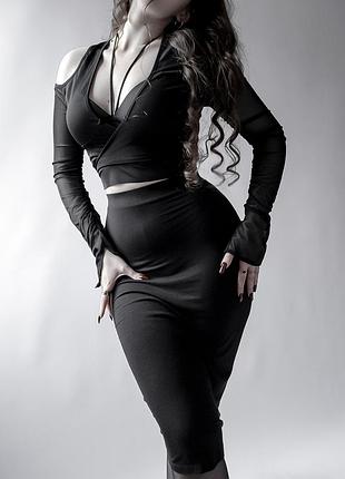 Вишукана чорна обтягуюча спідничка💋