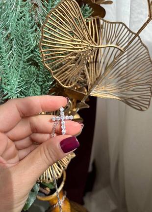 Тіффані підвіска хрест циркони сріблення