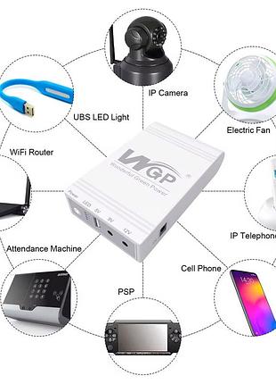Ибп mini ups повербанк (16 000 mah. 5v-12v-12v) для модема маршрутизатора роутера wgp mini dc ups wgp103с 2