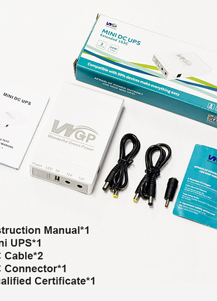 Ибп mini ups повербанк (16 000 mah. 5v-12v-12v) для модема маршрутизатора роутера wgp mini dc ups wgp103с 3