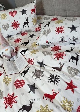 Постельное белье фланель новогодний семейный
