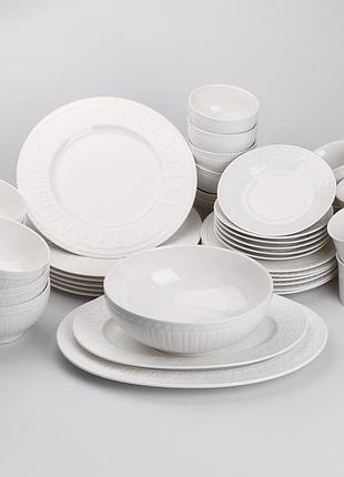 Столовый сервиз керамический на 6 персон 39 предметов белый