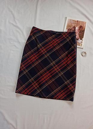 Теплая юбка-миди в клетку
