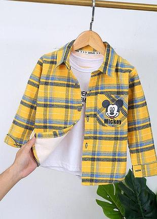 Тёплая байковая рубашка на плюше