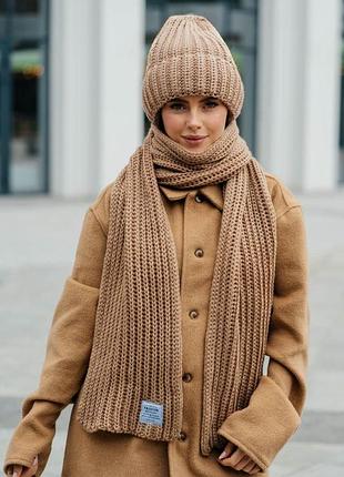 Комплект шапка и шарф, комплект шапка и шарф, комплект женский, шапка без флиса