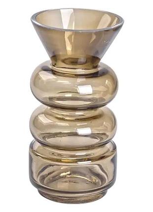 Ваза для цветов стекло 18 см декоративная ваза прозрачная для декора 650 мл коричневая hp-10-15