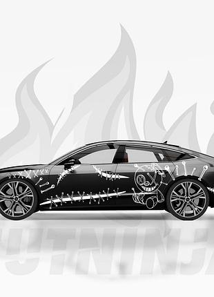 Наклейка на авто / бока / ливрея / графика " хэллоуин - halloween - иголки и кошмары вуду " любой цвет - 2 шт