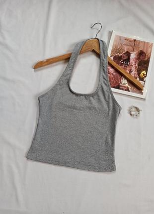 Базовый серый топ холтер/через шею