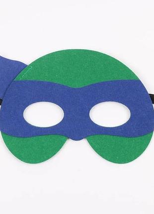 Дитяча маска черепашка ніндзя 15 на 10 см зелено-блакитний