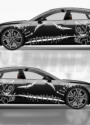 Наклейка на авто / бока / ливрея / графика " хэллоуин - halloween - иголки и кошмары вуду " любой цвет - 2 шт