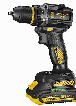 Аккумуляторный шуруповерт ударный zegor cdpp-21blh (бесщеточный) (2 *(21в, 2 а/ч)) в кейсе (серия pilot)