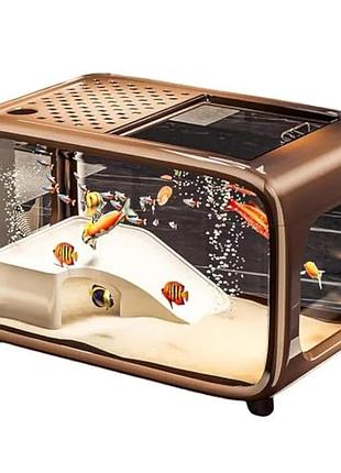 Акваріум для риб із вбудованою полицею для черепах