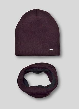 Шапка стайл т.бордо меланж