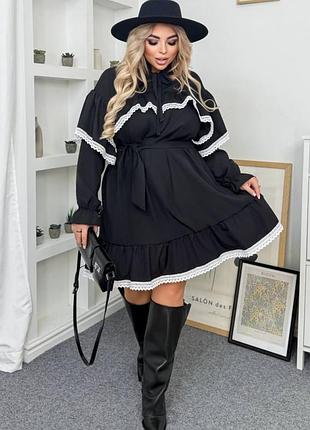 Трендовое ярусное платье с кружевной оборкой, свободный крой миди мини платья платье платье вечерное батал