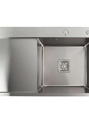 Кухонная мойка platinex handmade 78*50b r (с сифоном и креплением), нержавейка