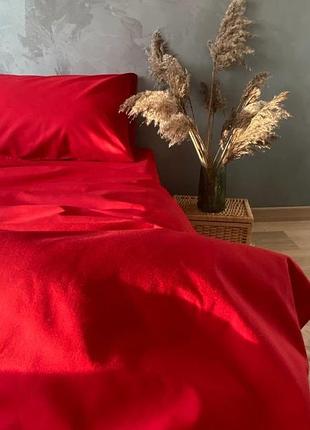 Постельное белье фланель красный двуспальный
