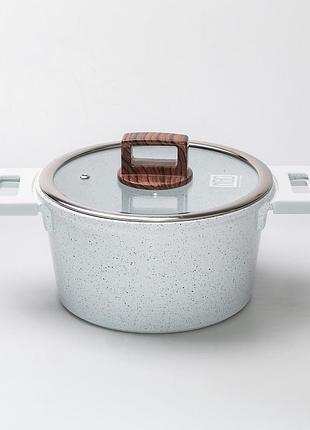 Кастрюля mgc алюминиевая с антипригарным покрытием 3 л белая