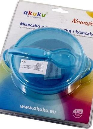 Набір посуду: тарілка з ложкою "akuku" на присоску a0304