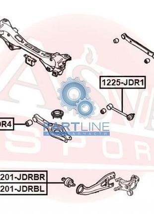 Сайлентблок заднього подовжного важеля правий (hyundai ix35/tucson 10my 2009-), 1201-jdrbr