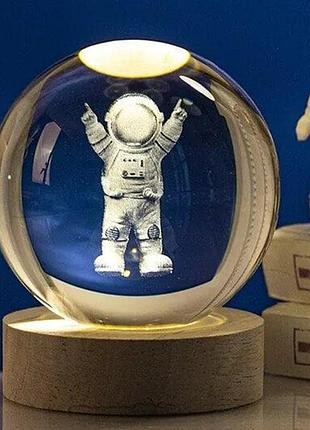 Декоративный 3d ночник хрустальный шар, от usb, космонавт
