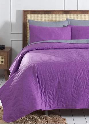 Покрывало стеганое 200x220 с наволочками maxicolor eponj home сиреневый