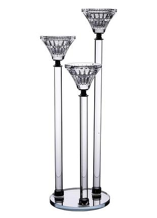 Подсвечник стеклянный на 3 свечи 12×37 см подсвечник декоративный прозрачный на ножке hp-4-17