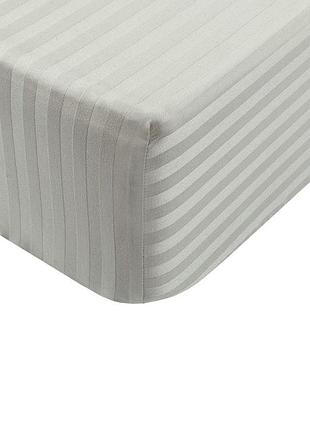 Простирадло на резинці 90х200х20см страйп сатин ярослав №04 сіро-беж