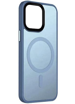 Tpu+pc чехол metal buttons with magsafe colorful для apple iphone 14 (6.1") голубой / sierra blue