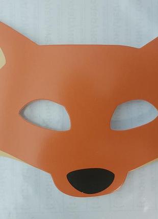 Детская маска лиса из картона 19 на 15 см оранжевый
