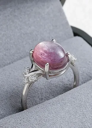 Кольцо перстень с натуральным кунцитом