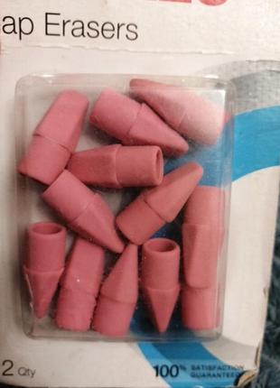 Стирательная резинка колпачки ластики  розовые 12 шт