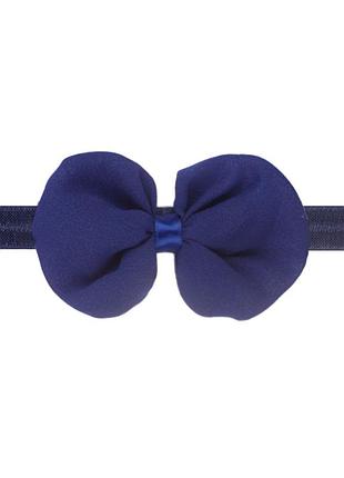 Детская повязка с шифоновым бантом one size синий