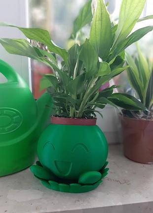 Маленький горшок для цветов настольный "одиш" декоративный / цветочный горшок кашпо на полку для дома и офиса