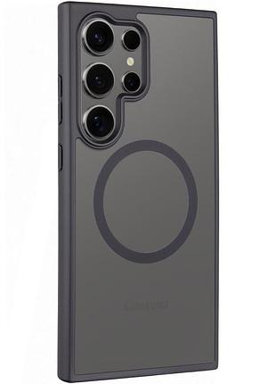 Tpu+pc чехол metal buttons with magsafe colorful для samsung galaxy s25 ultra черный / black